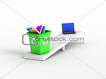 Books on recycle bin vs laptop