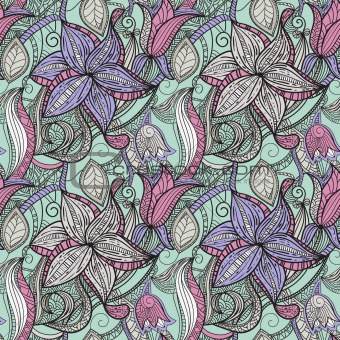 vector seamless hand drawn floral pattern