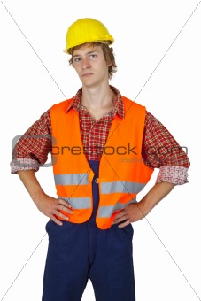 Young worker with visibility vest 