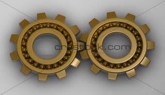 Gold gear steel bearings working together