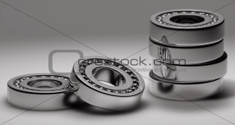 Silver gear steel bearings working together