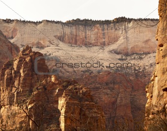 White Red Canyon Walls Zion Canyon National Park Utah
