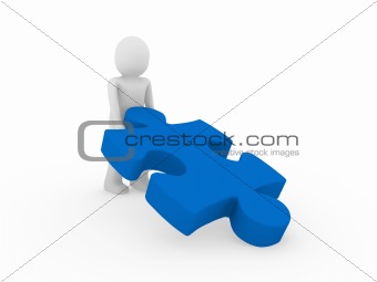 3d human puzzle blue