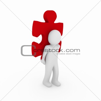 3d human puzzle red