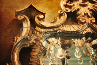 Ornate mirror with reflection and vintage background