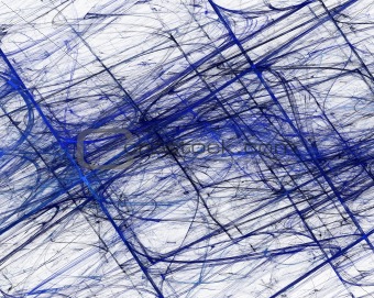 Blue Grunge Fractal Pattern on a White Background