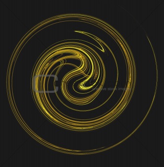 Gold Swirling Spiral on Black Background