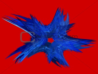 Patriotic Swirling Blue Fractal Star on Red
