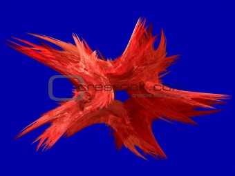 Patriotic Swirling Red Fractal Star on Blue