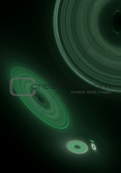 Outer Space Green Fractal Design With Many Galaxies