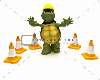tortoise builder with hazard cones