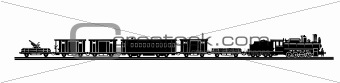 vector silhouette of the old train on white background