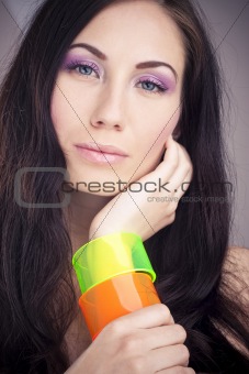 beautiful girl with colorful bangle