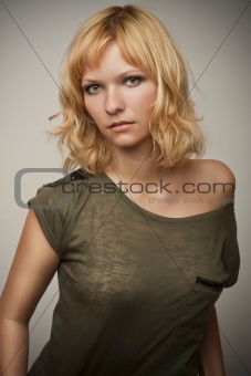 glamour girl in transparent shirt