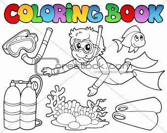 Coloring book with diving theme