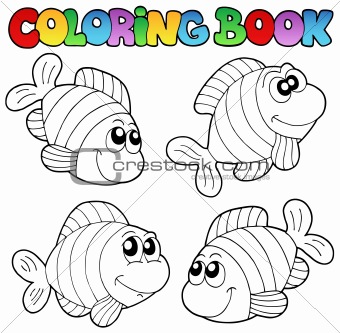 Coloring book with striped fishes