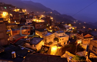 Jiufen at night , village in Taiwan