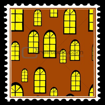 home window on postage stamps. vector