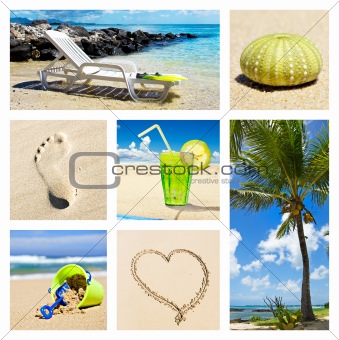 Collage of different summer beach holiday scenes