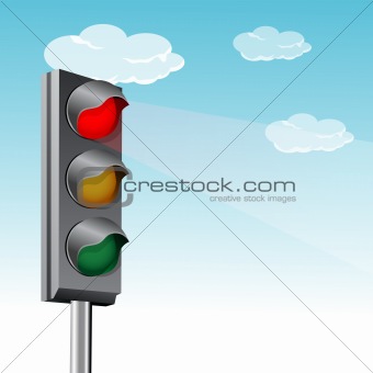 traffic signal with clouds