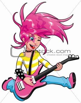 Young musician with electric guitar.