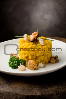 Risotto with saffron and seafood