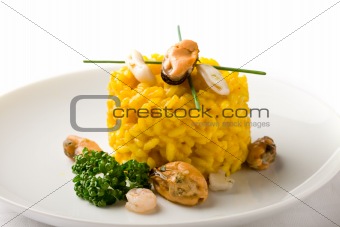 Risotto with saffron and seafood
