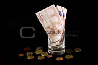 Euros in the glass