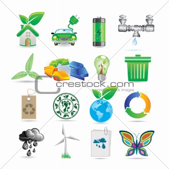 set of ecology icons 