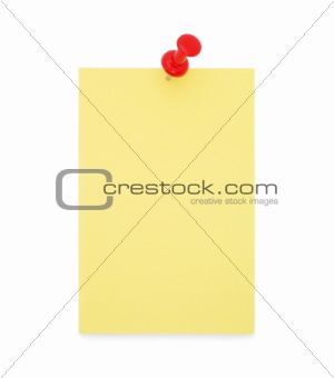 Yellow Paper Note with Pushpin
