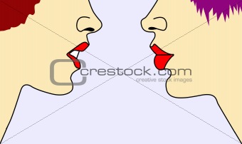 vector silhouette two woman's on white background