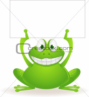 Cute frog and blank sign
