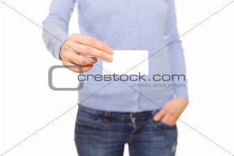 Empty business card in hand