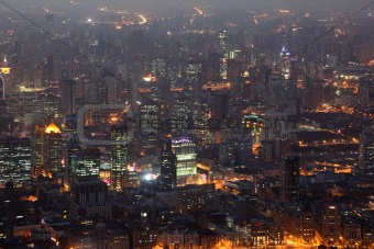 City of Shanghai illuminated at night