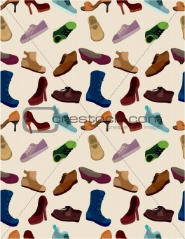 cartoon shoes set seamless pattern
