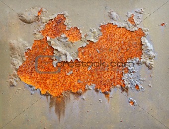 Rusting on surface of iron wall