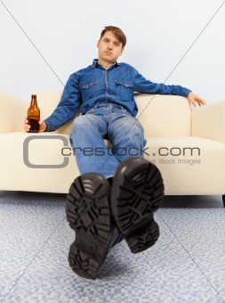 Drunk dude sprawled on couch