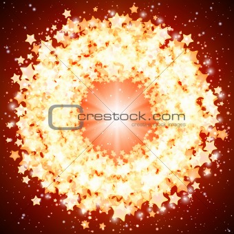 eps10 vector star shining round frame on a on a red background.