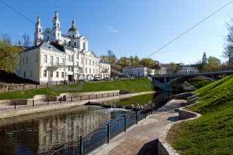 Belarus nice Vitebsk spring landscape view of St. Uspenski Cathe