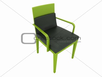 green leather chair isolated on white