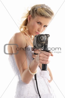 offended bride with drill