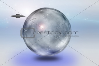 Saucer craft and translucent sphere