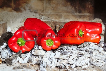 grilled red peppers ember fire