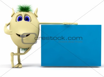 3d character  puppet with blank billboard