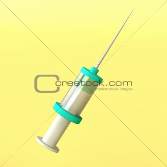 precision syringe isolated on yellow background