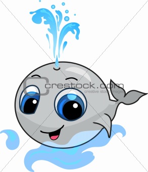 Smiling baby whale cartoon illustration