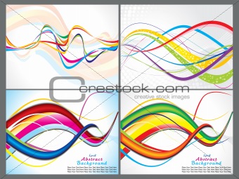 abstract colorful wave background set