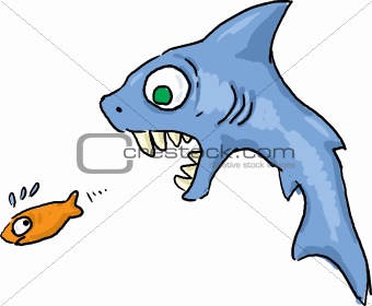 Shark chasing fish