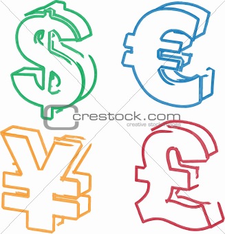 Currency symbol illustrations
