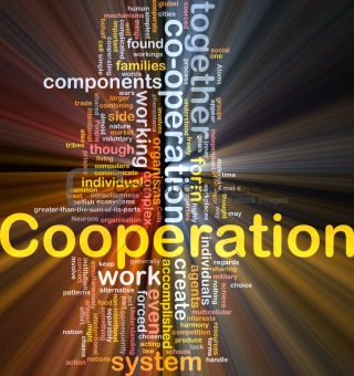 Cooperation background concept glowing